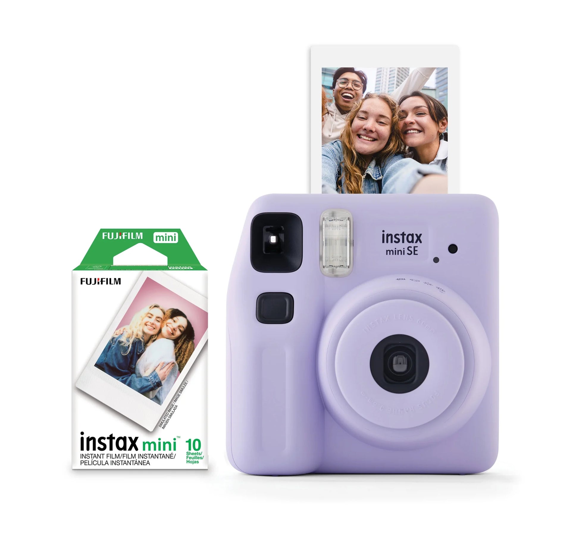 Fujifilm instax Mini SE Instant Camera with Bonus 10 pack Mini Film, Lavender