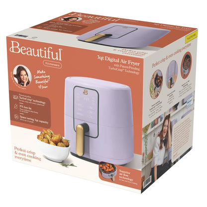 Beautiful 3 Qt Air Fryer with TurboCrisp Technology, Lavender by Drew Barrymore