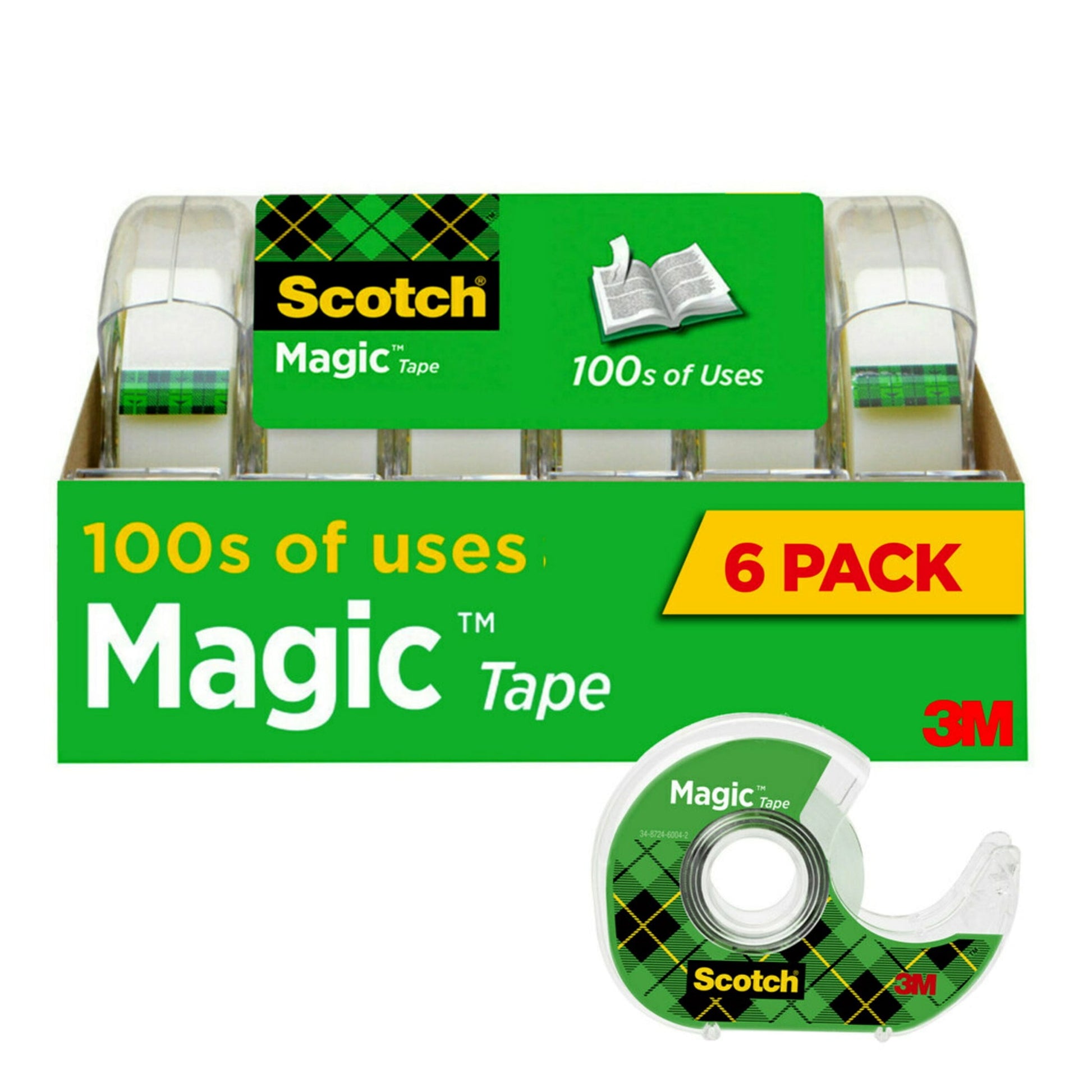 Scotch Magic Tape Dispensers, 3/4 in. x 650 in., 6 Dispensers