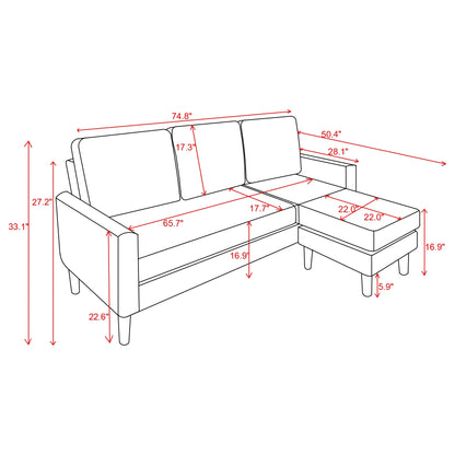 Walsunny Convertible Sectional Sofa Couch L-Shaped Couch with Modern Linen Fabric for Small Space(Dark Gray)