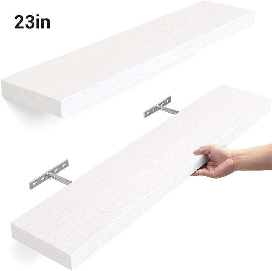 Ophanie 23 inch Wood Floating Shelves Wall Mounted Shelves, 6.7 x 23 Inch, White, Set of 2