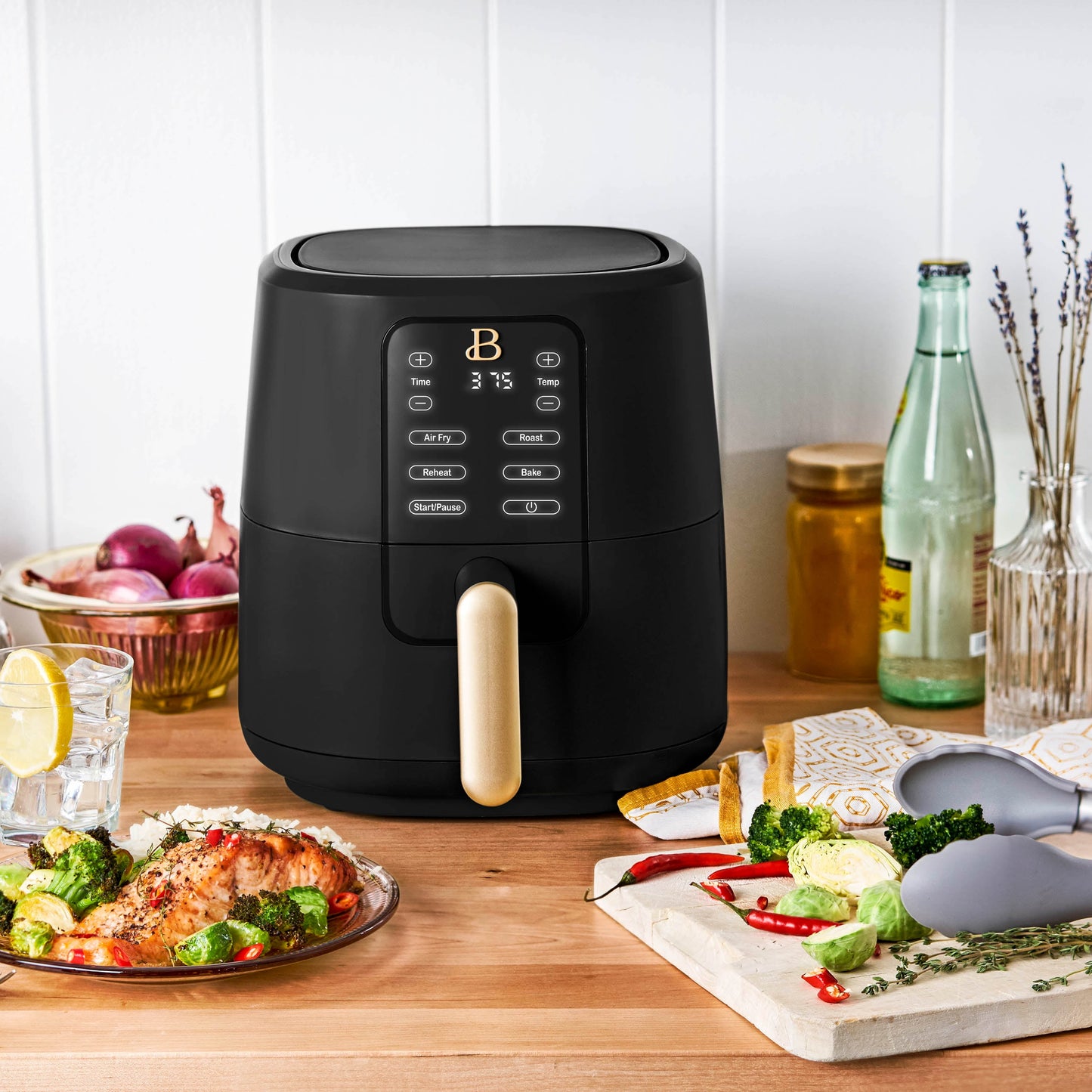 Beautiful 3 Qt Air Fryer with TurboCrisp Technology, Black Sesame by Drew Barrymore