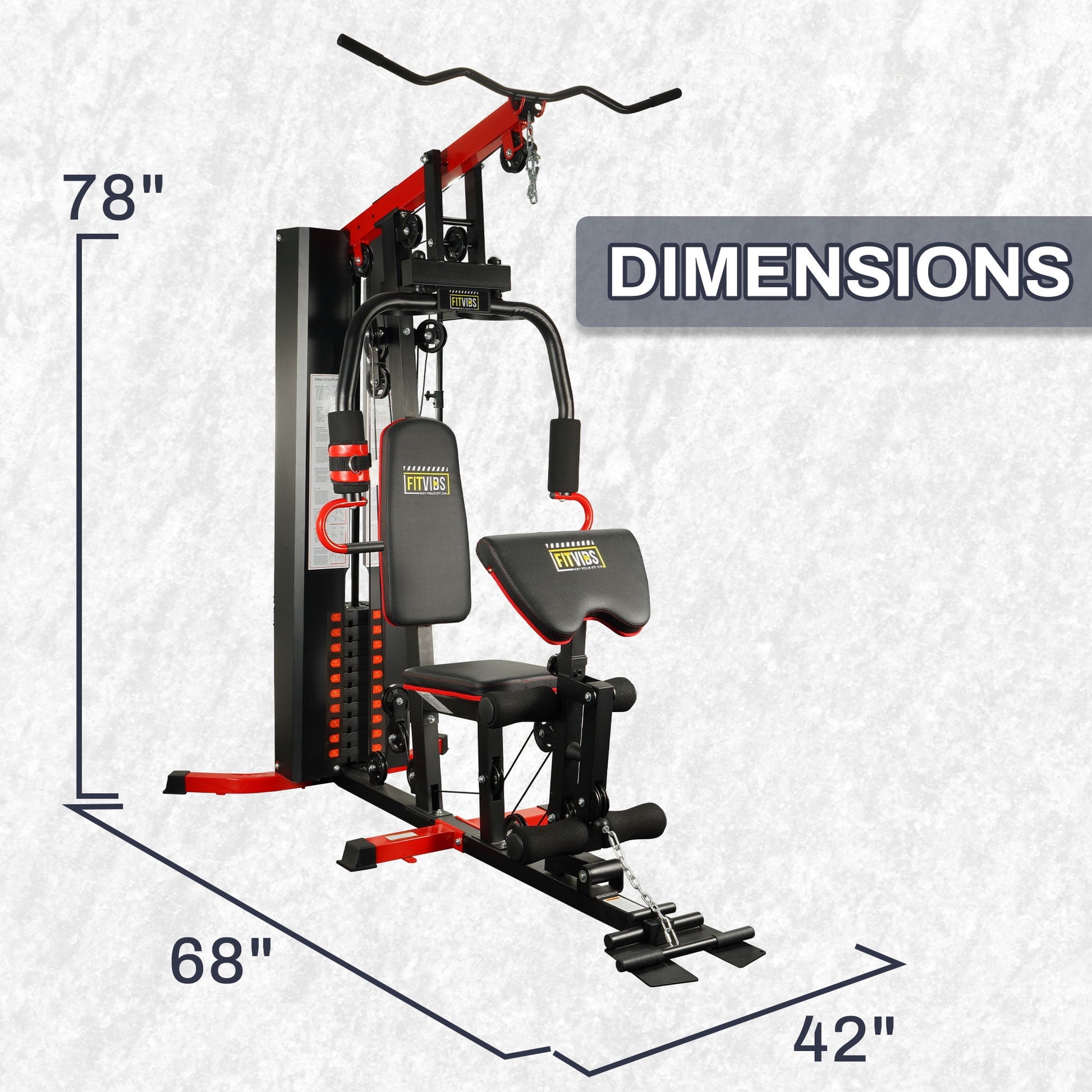 Fitvids LX760 Multifunctional Full Home Gym System Workout Station with 122.5 Lbs Weight Stack, One Station with Leg Training Pedal, Comes with Installation Instruction Video, Ships in 5 Boxes