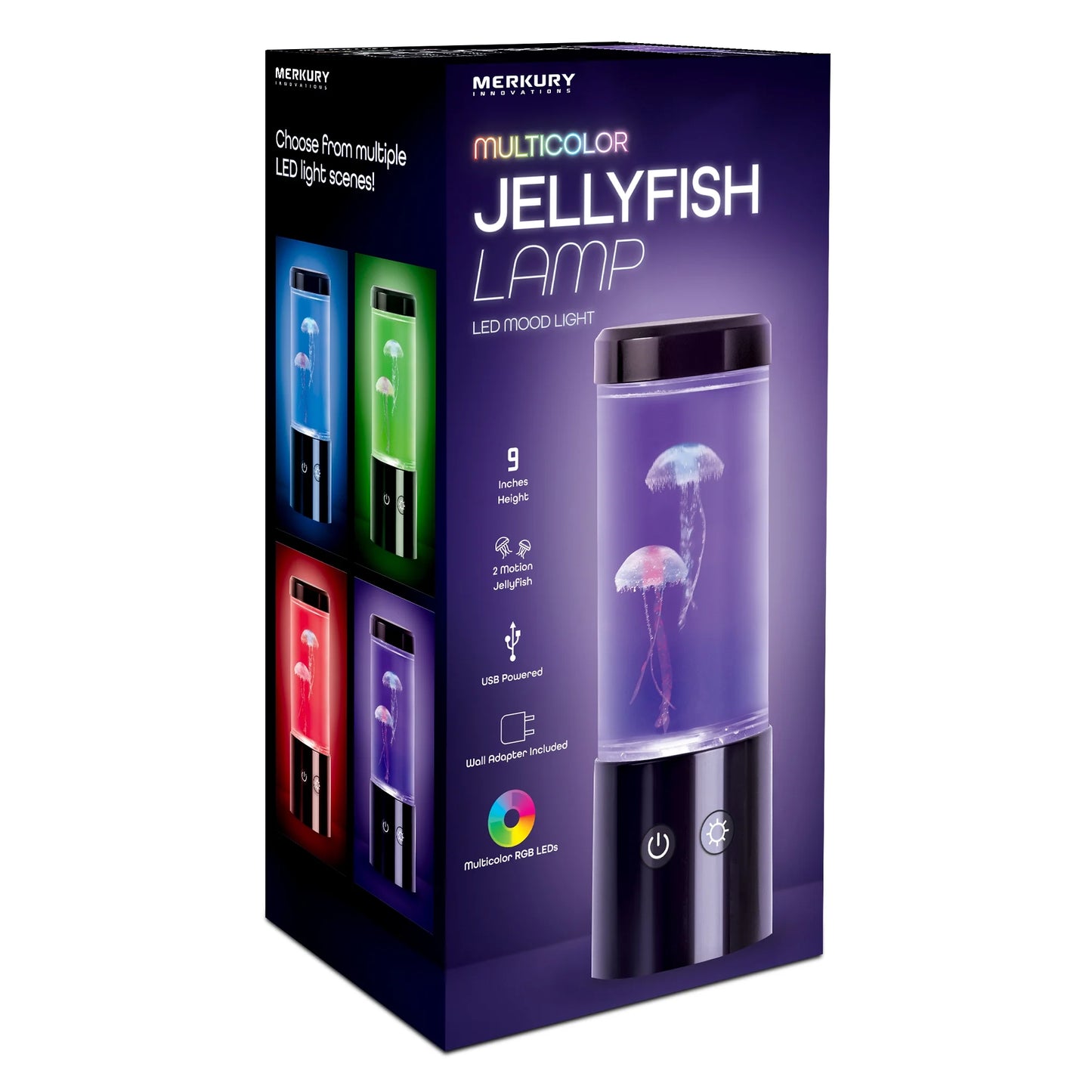 Merkury Innovations Jellyfish Lamp Motion & Multicolor Leds - Easy Mode Switching, USB Powered - 9"