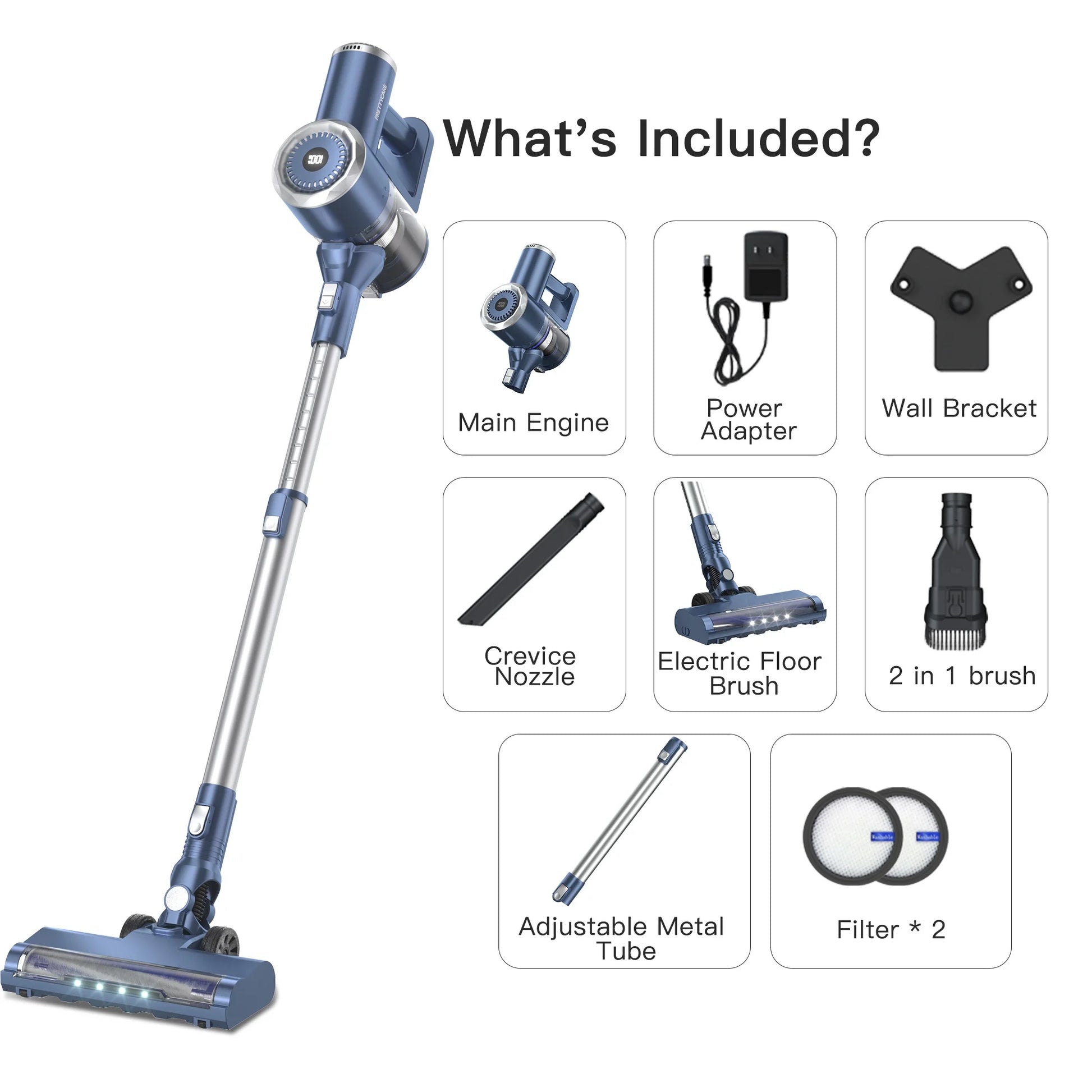 Prettycare Cordless Stick Vacuum Cleaner Lightweight Upright for Carpet Hard Floor Pet Hair W200