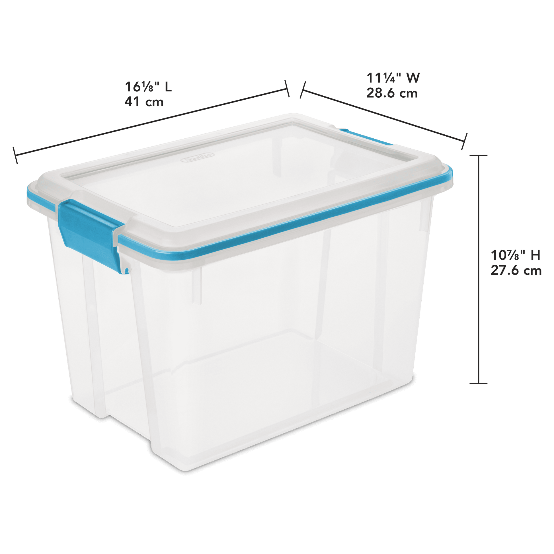 Sterilite 20 Qt. Clear Gasket Storage Box, Blue Latches with Clear Lid