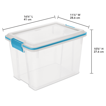 Sterilite 20 Qt. Clear Gasket Storage Box, Blue Latches with Clear Lid