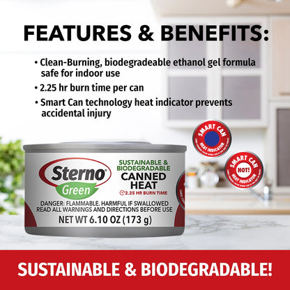 Sterno Brand 2 Pack Canned Heat 2.25 Hour Ethanol Gel Fuel, 6.10"