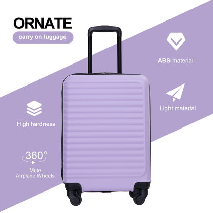 Travelhouse Hardshell Carry on Luggage 20" Lightweight Hardside Suitcase with Spinner Wheels.(Light Purple)