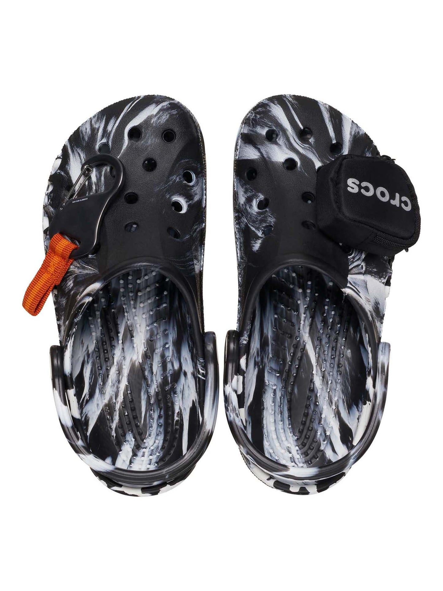 Crocs Exclusive Men's Baya Marbled Slip On Clogs with Pouch and Carabiner Jibbitz