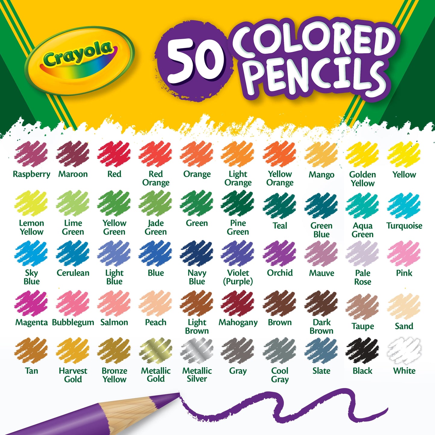 Crayola Colored Pencil Set, 50 Ct, Stocking Stuffers for Kids, Adult Coloring Pencils, Gift