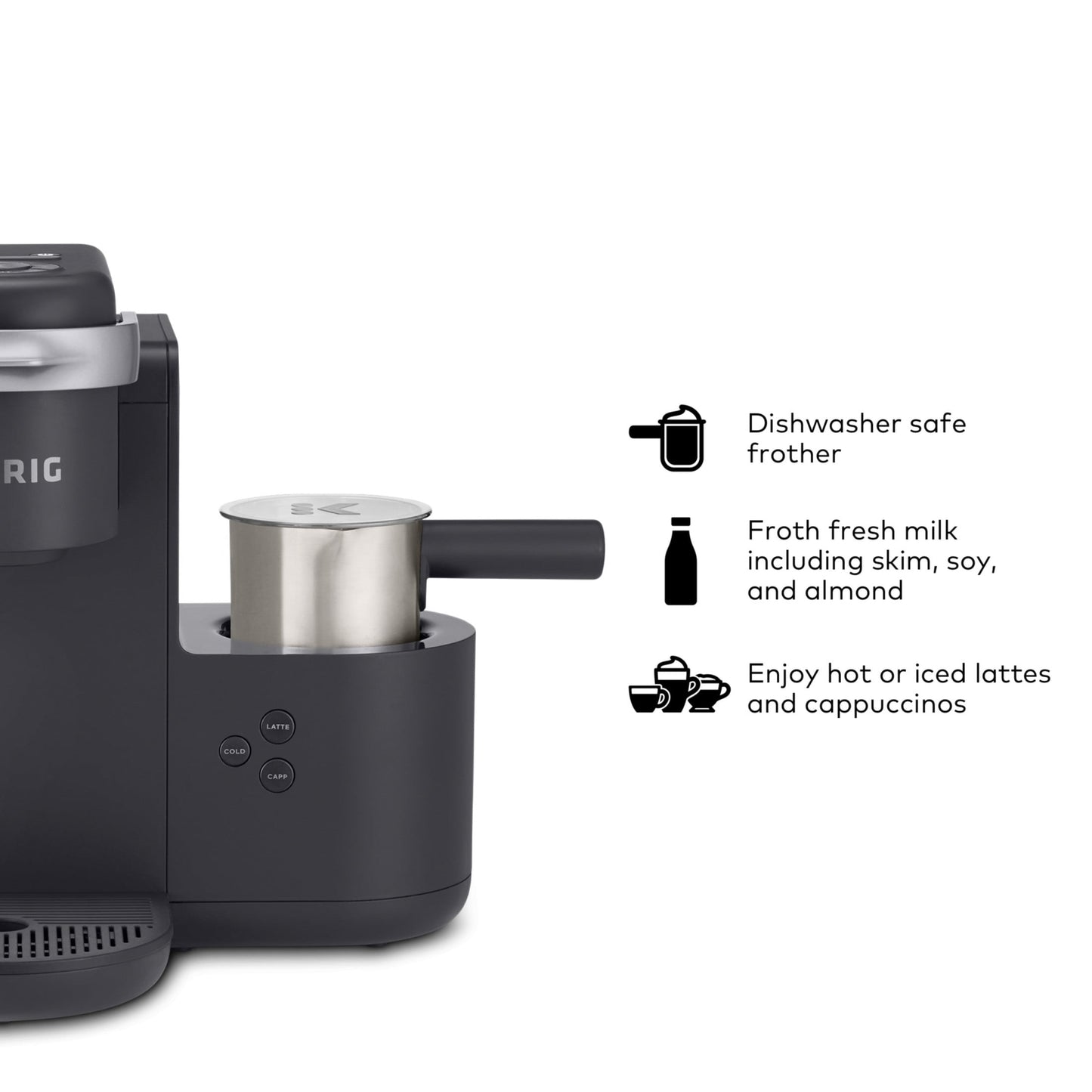 Keurig K-Cafe Single Serve K-Cup Coffee Maker, Latte Maker and Cappuccino Maker, Dark Charcoal