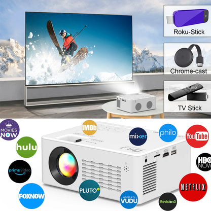 5G WiFi Projector with Bluetooth 5.2, 9500L  HD Movie Projector, 1080P 250'' Display Supported