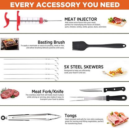 Commercial Chef 36-Piece Griddle Accessories for Blackstone, BBQ & Flat Top Grill Spatula Kit