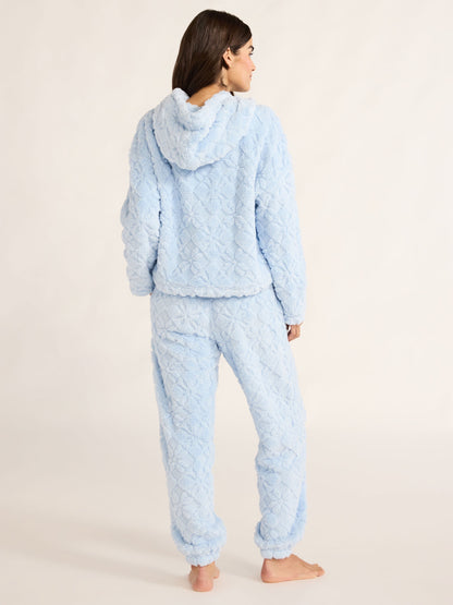 Joyspun Women's Embossed Plush Hoodie and Joggers Pajama Set, 2-Piece, Size XS-2X