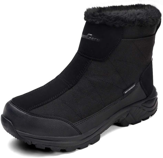 SILENTCARE Men's Warm Snow Boots, Fur Lined Waterproof Winter Shoes, Anti-Slip Lightweight Ankle Boot