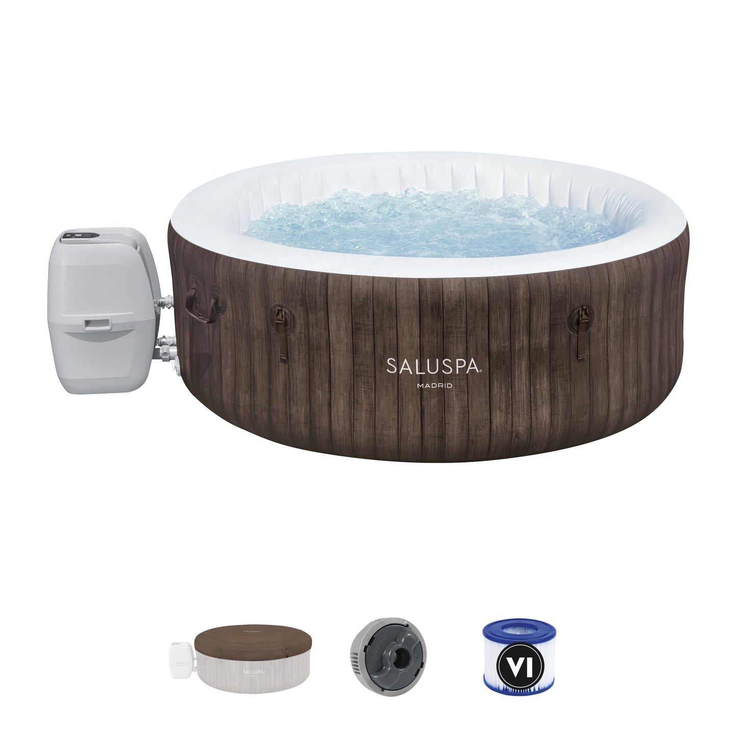 SaluSpa® Madrid Smart AirJet Outdoor Round Inflatable Hot Tub with App Control 2-4 Person with Pump #P09144