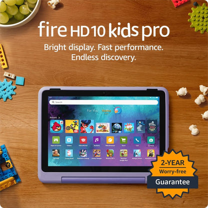 Amazon Fire HD 10 Kids Pro tablet (newest model) ages 6-12. Bright 10.1" HD screen, includes ad-free content, robust parental controls, 13-hr battery and slim case for older kids, 32 GB, Happy Day