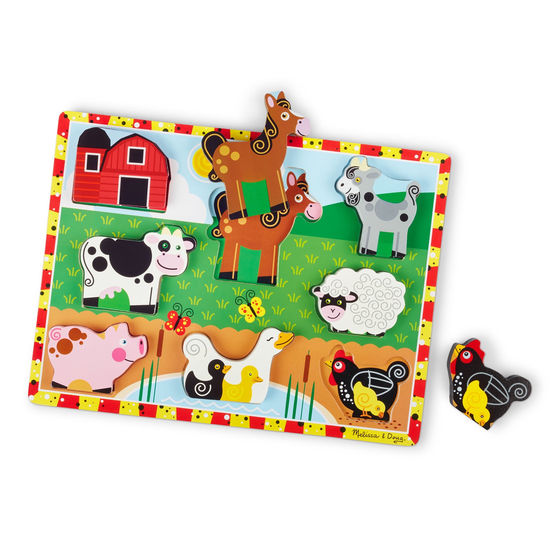 Melissa & Doug Farm Wooden Chunky Puzzle (8 Pcs) - FSC-Certified Materials