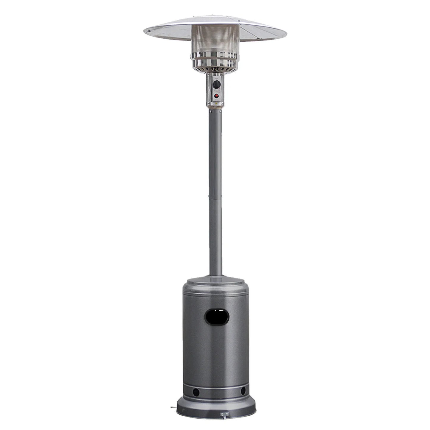 Gymax 50000 BTU Patio Standing LP Gas Heater Stainless Steel Propane W/ Wheels Grey