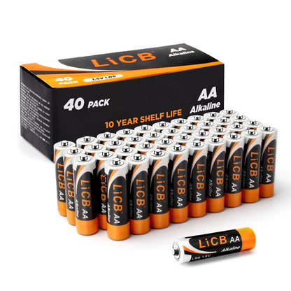 LiCB 1.5 Volts Alkaline AA Batteries 40 Pack, Long-Lasting Alkaline Double a Battery