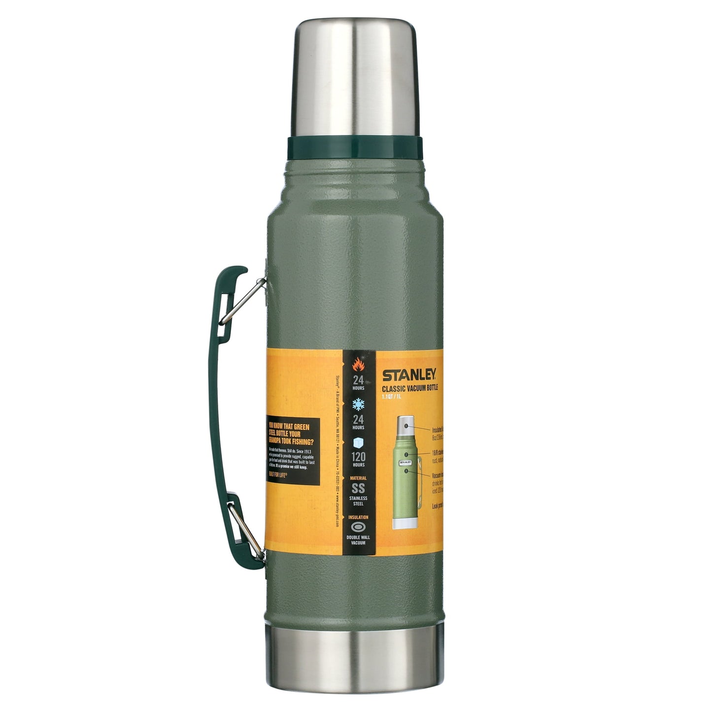 STANLEY Classic Vacuum Bottle, Green/Silver