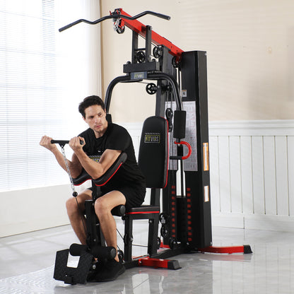 Fitvids LX760 Multifunctional Full Home Gym System Workout Station with 122.5 Lbs Weight Stack, One Station with Leg Training Pedal, Comes with Installation Instruction Video, Ships in 5 Boxes