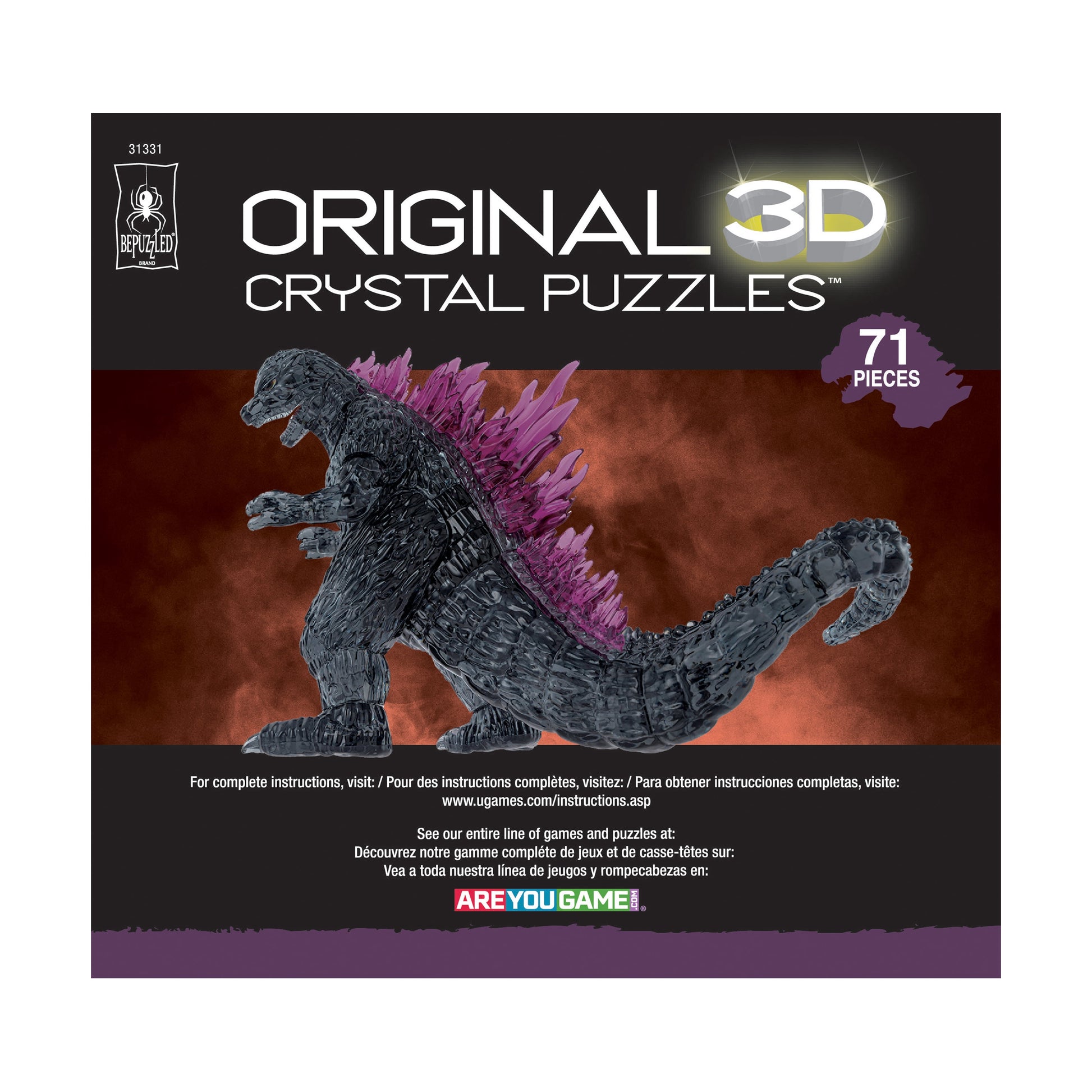 BePuzzled 3D Crystal Puzzle - Godzilla: 71 Pcs