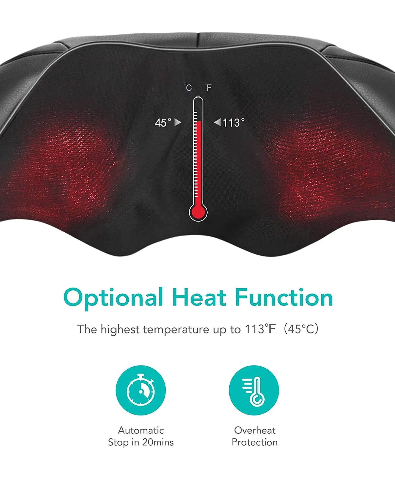 Naipo Shiatsu Back and Neck Massager with Heat Deep Kneading Massage for Neck, Back, Shoulder, Foot and Legs, Use at Home, Car, Office