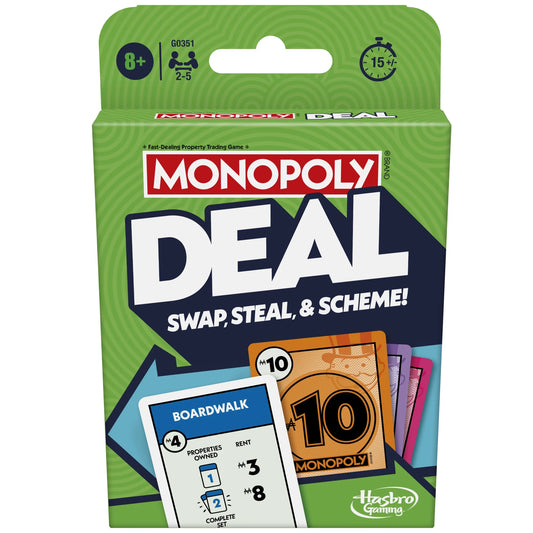 Monopoly Deal Card Game, Quick-Playing Family Card Game, 2-5 Players, Stocking Stuffer for Kids, Ages 8+