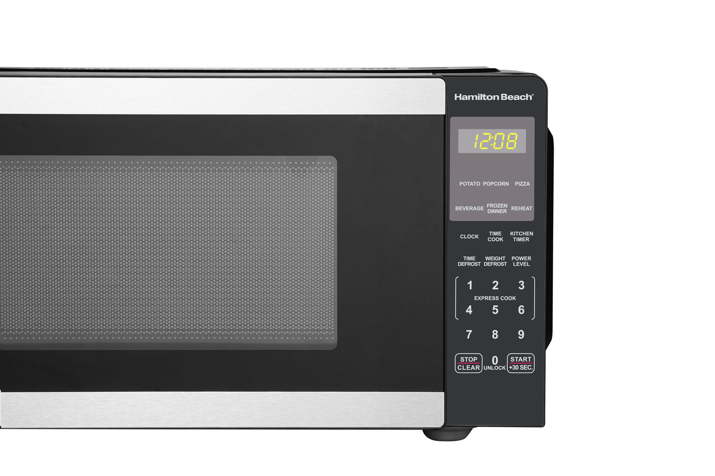 Hamilton Beach 0.9 Cu ft Countertop Microwave Oven, 900 Watts, Stainless Steel, New