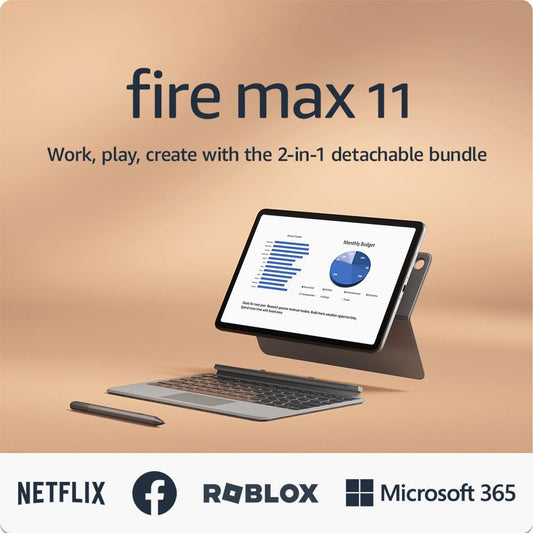 Amazon Fire Max 11 tablet productivity bundle with Keyboard Case, Stylus Pen, octa-core processor, 4 GB RAM to do more throughout your day, 64 GB, Gray