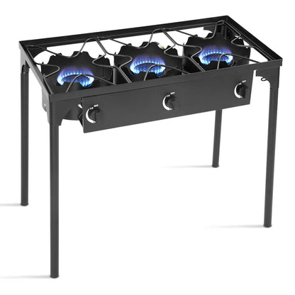 Goplus Portable Propane 225,000-BTU 3 Burner Gas Cooker Outdoor Camp Stove BBQ