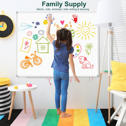 Lockways White Board 48" x 36" Magnetic Dry Erase Board for Wall Large Whiteboard 4x3 Marker Board, School Supplies