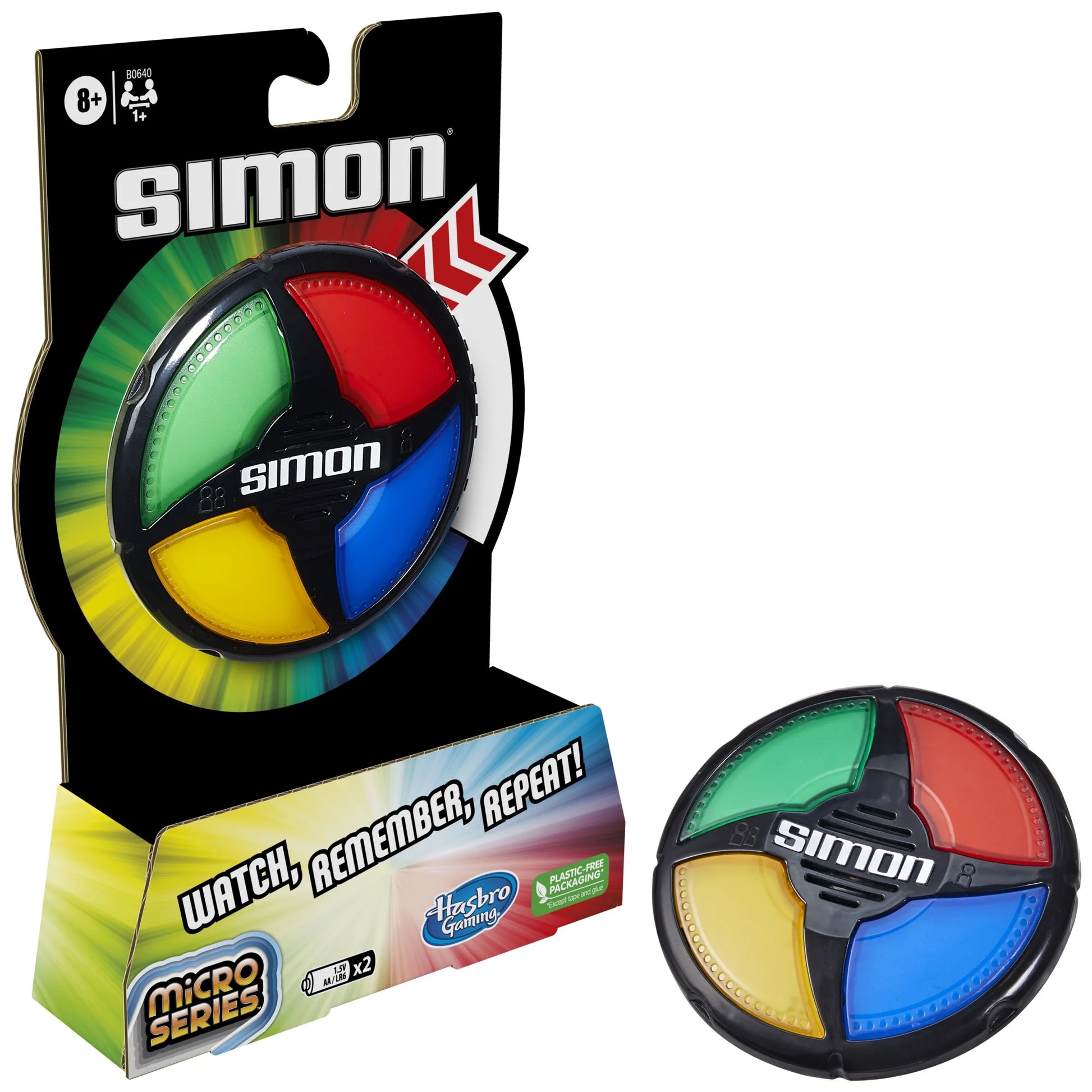 Simon Micro Series Electronic Game, Classic Gameplay in a Compact Size, Stocking Stuffers for Kids