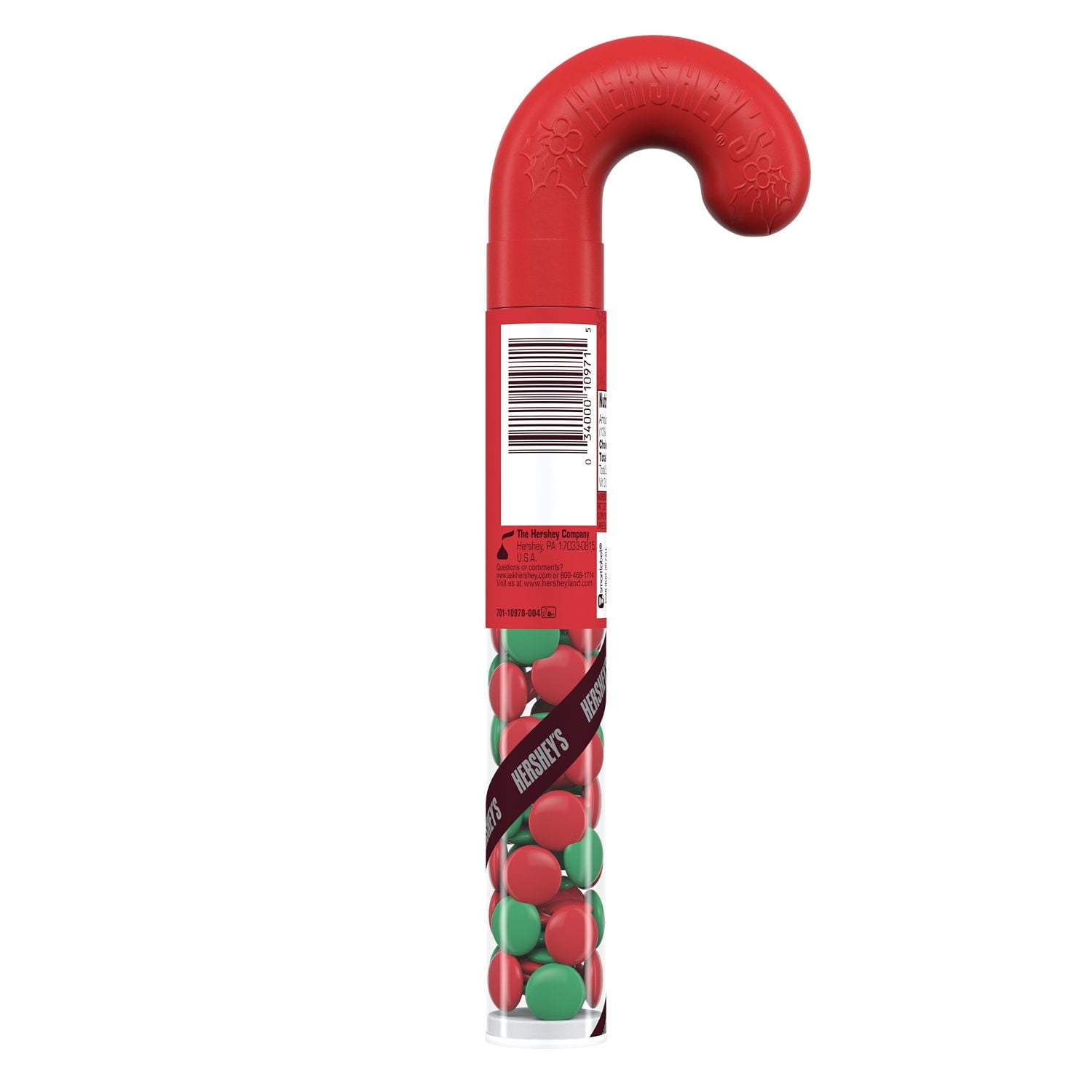 Hershey's Hershey-Ets Candy Coated Milk Chocolate Christmas Candy, Plastic Cane 1.4 oz