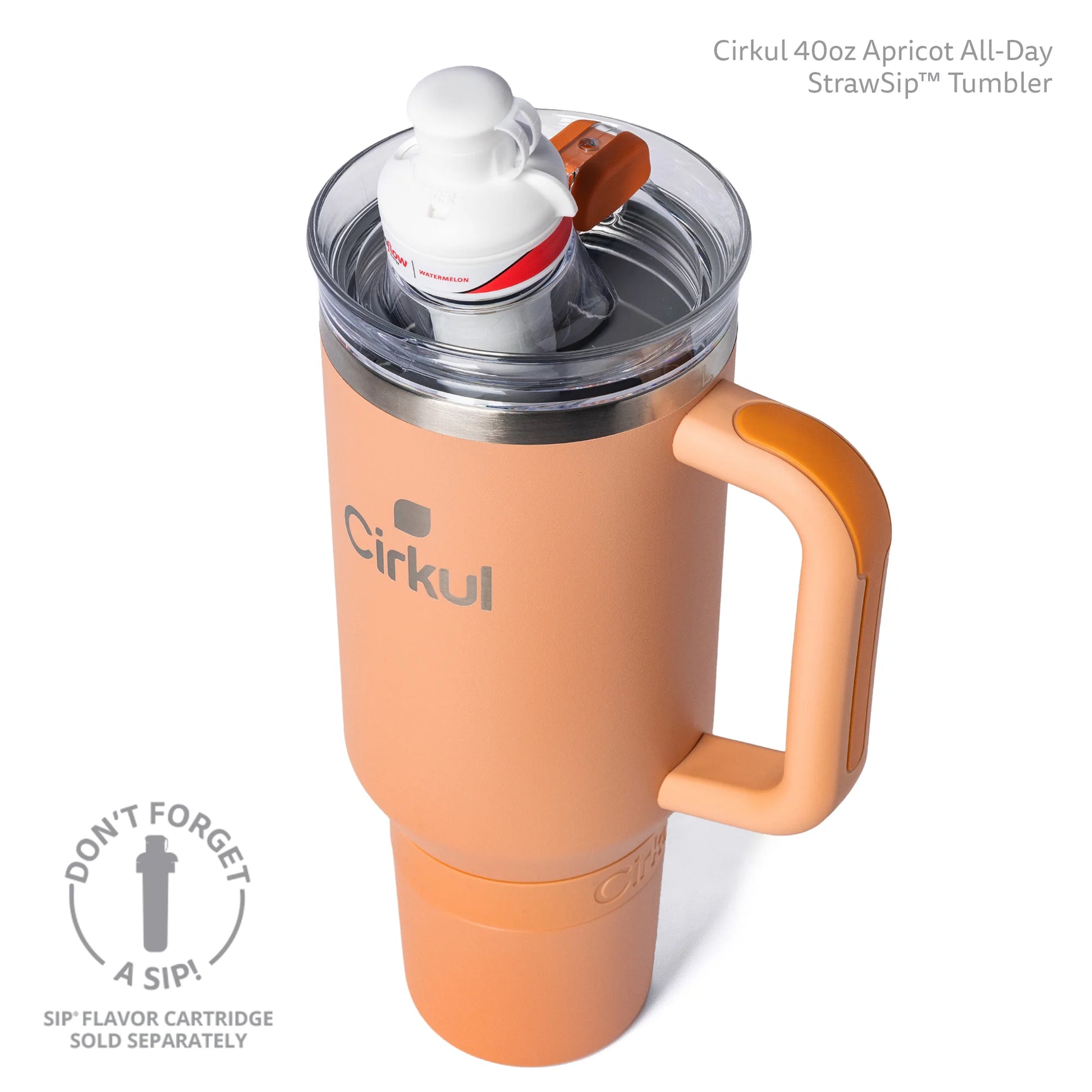 Cirkul 40oz All-Day StrawSip Double-Wall Insulated Stainless Steel Tumbler with Handle, Apricot (Light Orange)