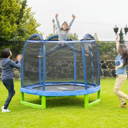 Bounce Pro 7-Foot My First Trampoline Hexagon (Ages 3-10) for Kids, Blue/Green