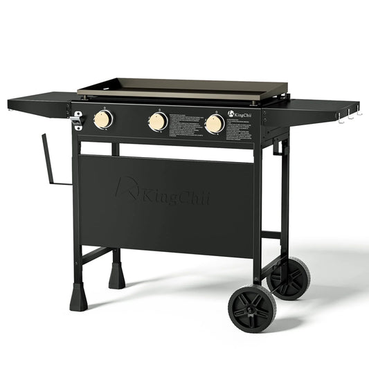 KingChii 3-Burner 28" Propane Griddles Outdoor Flat Top Gas Grill Griddle for Camping, Tailgating, BBQ, Parties, Backyard & Patio