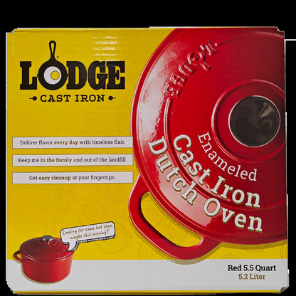 Lodge Cast Iron 5.5qt Red Enameled Dutch Oven