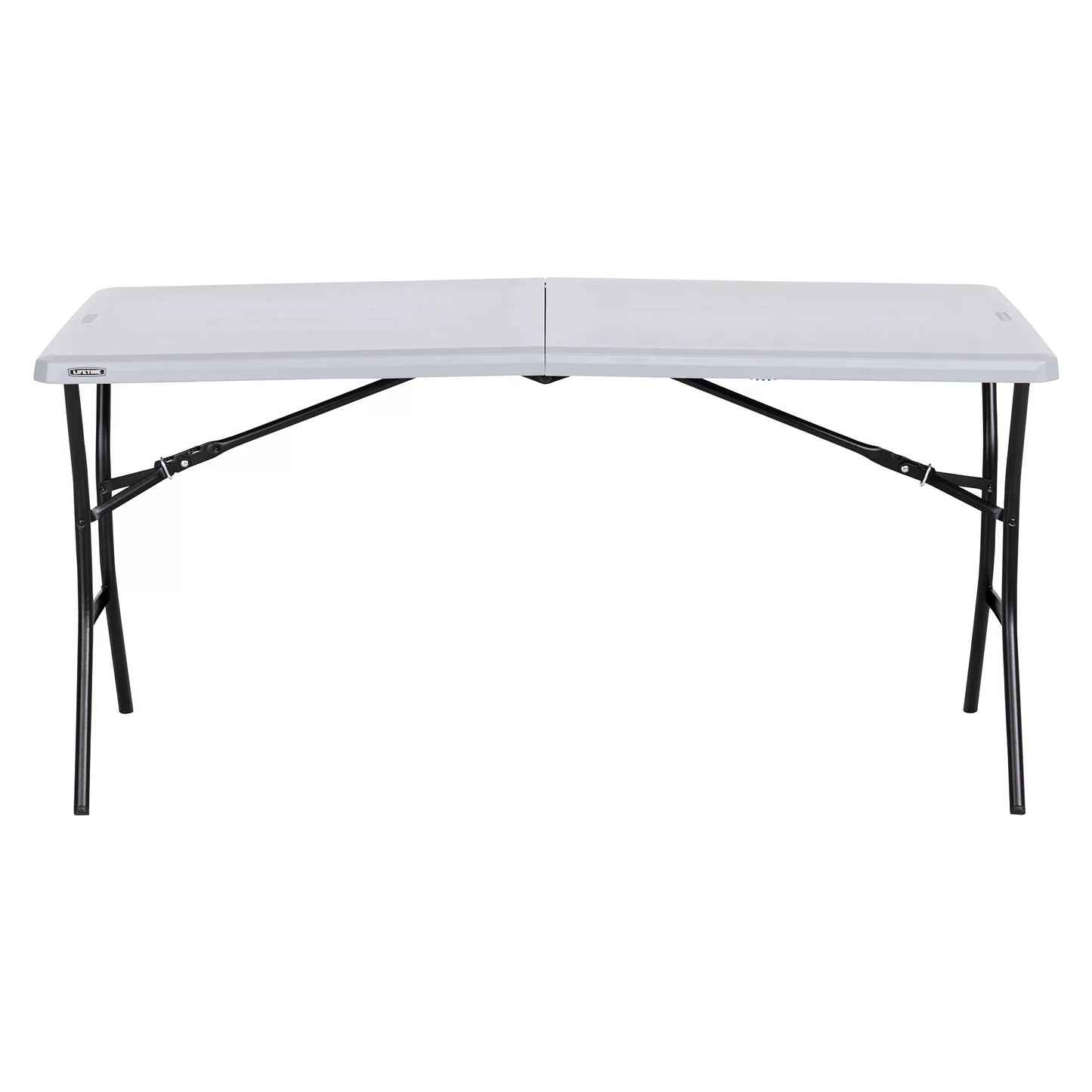 Lifetime 5 Foot Rectangle Fold-in-Half Table, Indoor/Outdoor Essential, Gray, 60.3" x 25.5" (80861)