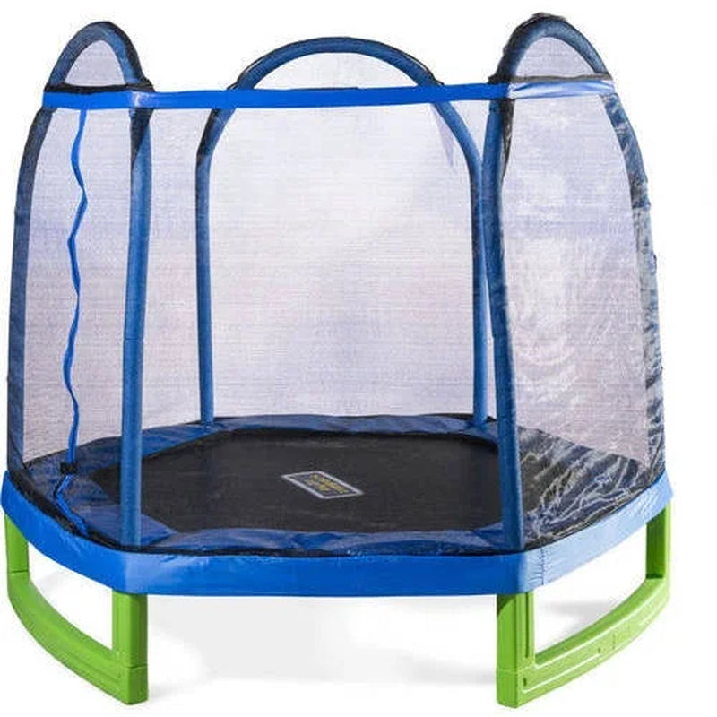 Bounce Pro 7-Foot My First Trampoline Hexagon (Ages 3-10) for Kids, Blue/Green