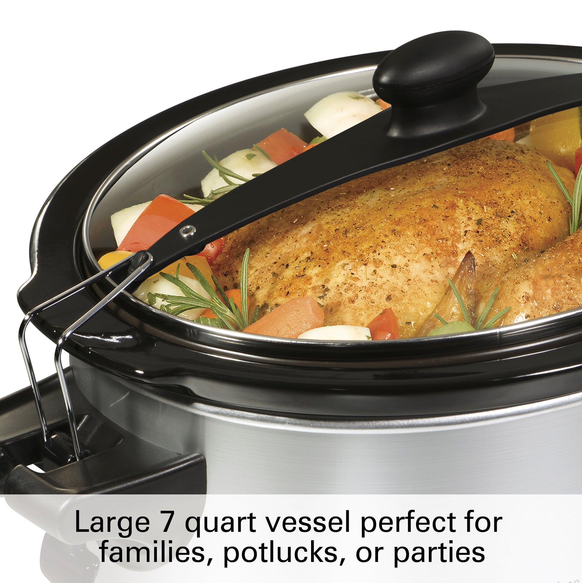 Hamilton Beach Programmable Slow Cooker with Party Dipper, 7 Quart Capacity, Stainless Steel