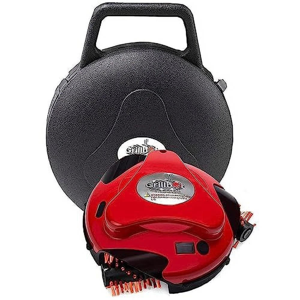 Grillbot Automatic BBQ Grill Cleaning Robot with 3 Powerful Nylon Grill Brushes & Carry Case (Red)