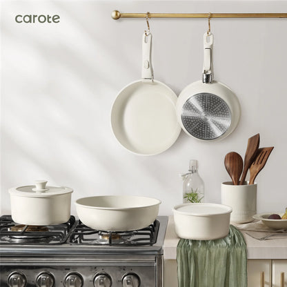 Carote Nonstick Cookware Sets, 17 Pcs Granite Non Stick Pots and Pans Set with Removable Handle