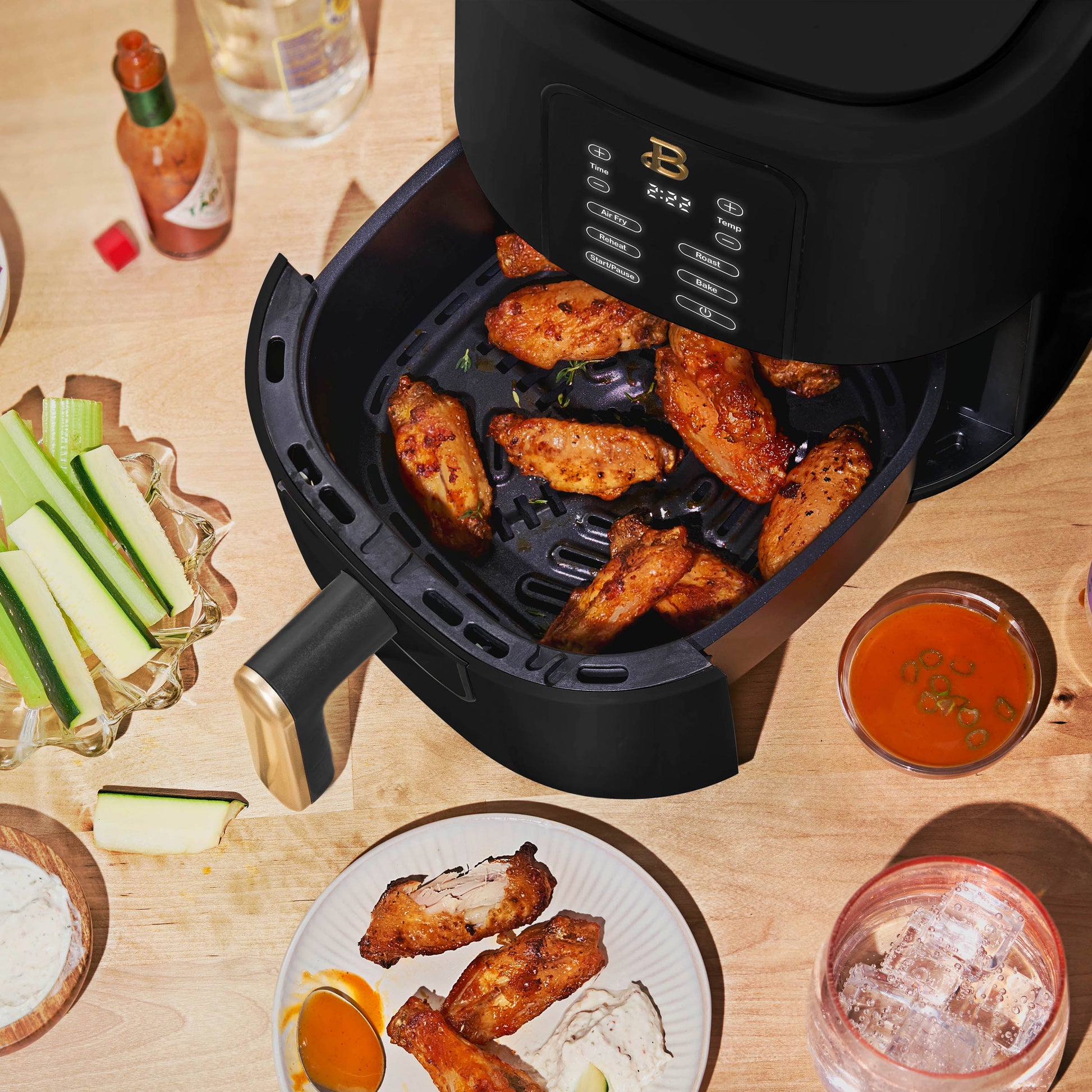 Beautiful 3 Qt Air Fryer with TurboCrisp Technology, Black Sesame by Drew Barrymore