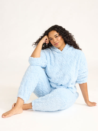 Joyspun Women's Embossed Plush Hoodie and Joggers Pajama Set, 2-Piece, Size XS-2X