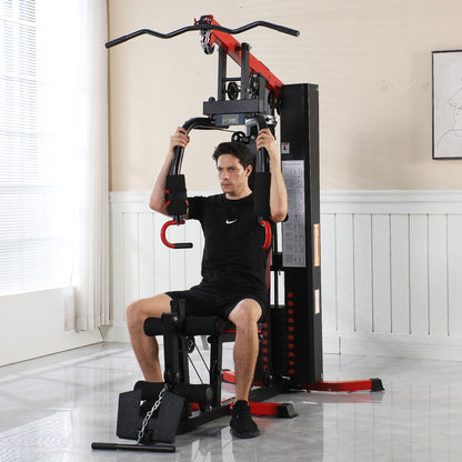 Fitvids LX760 Multifunctional Full Home Gym System Workout Station with 122.5 Lbs Weight Stack, One Station with Leg Training Pedal, Comes with Installation Instruction Video, Ships in 5 Boxes