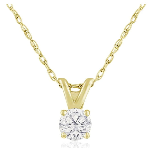 SuperJeweler 14 Karat Yellow Gold 1/6 Carat Diamond Solitaire Necklace, 18 Inches For Women