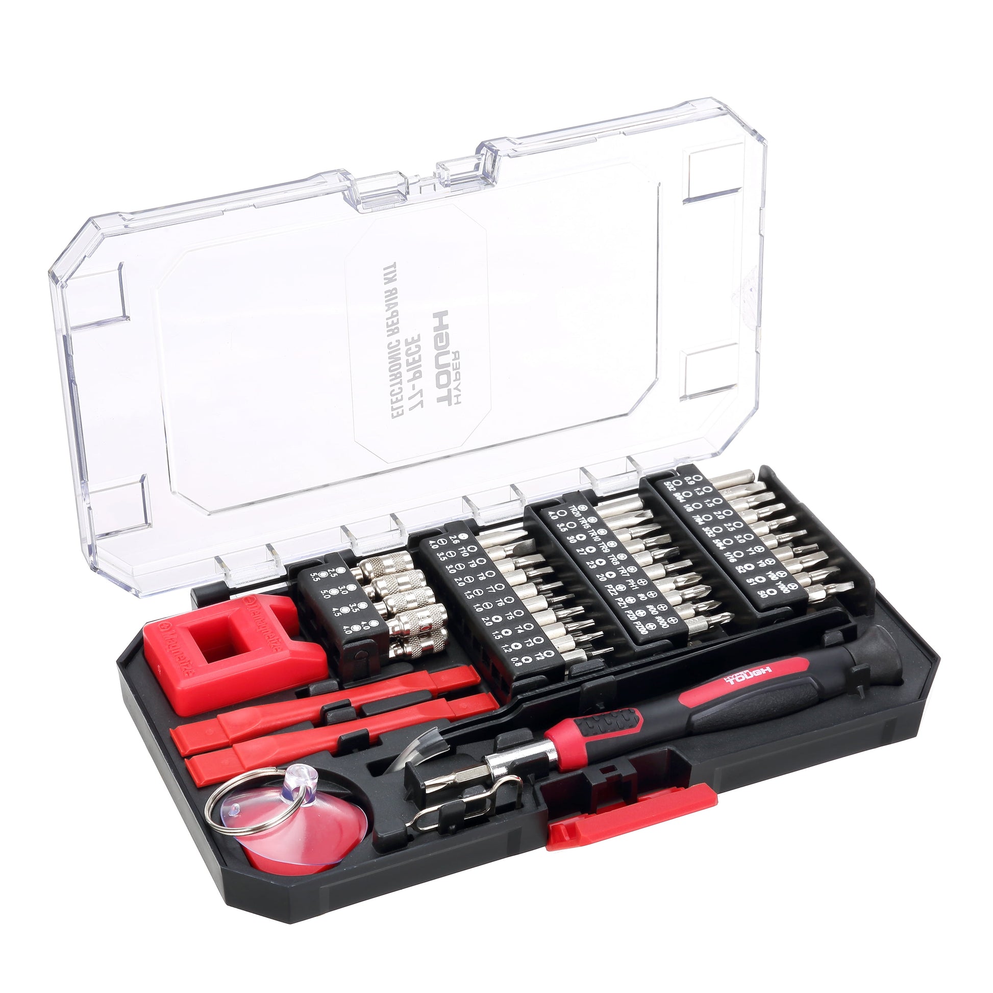 Hyper Tough 77 Piece Precision Tool Kit with Magnetic Screwdriver, Standard Size Bits, and Case, New Condition,